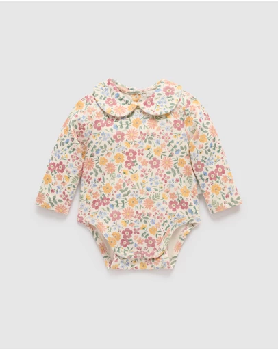 Purebaby - Wild Flower Collar Bodysuit -Kids-Babies