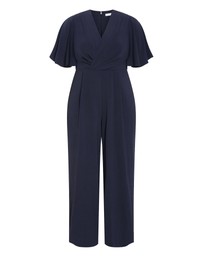 City Chic - Plus size Braelynn V Neck Jumpsuit - navy
