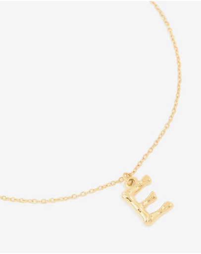 Lovisa - Waterproof Gold Plated Stainless Steel Bamboo Letter E Necklace