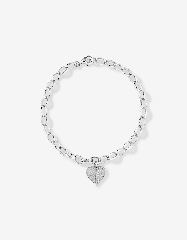Michael Hill - Cubic Zirconia Pave Heart Belcher Bracelet in Sterling Silver