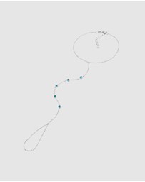 Elli Jewelry - Bracelet Hand Chain Accessory Sparkling with Blue Crystals in 925 Sterling Silver