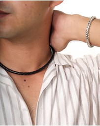 Kuzzoi - ICONIC EXCLUSIVE - Necklace Genuine Leather Braided Basic 925 Silver