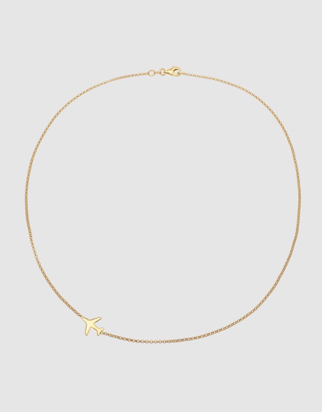 Elli Jewelry - Necklace Aeroplane Travel 925 Sterling Silver Gold-Plated