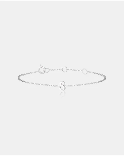 The Silver Collective - Children's A-Z Letter Bracelet - S