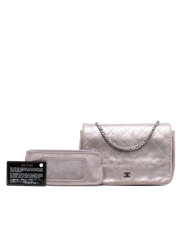 Pre-Loved by Azura Reborn - Pre-Loved CC Quilted Metallic Lambskin Wallet On Chain