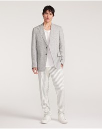 Calibre - Thatch Check Linen Blazer White