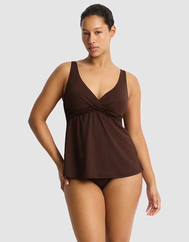 Sea Level Australia - Essentials Cross Front Swing Singlet Top Cocoa