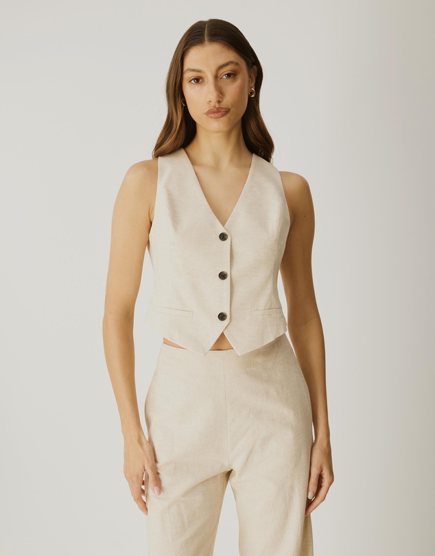 Atmos&Here - Yasmin Linen Blend Cross Back Vest
