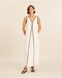 AERE - Zena Linen Contrast Midi Dress