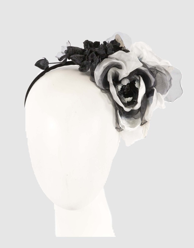 Max Alexander - Multi-Tone Black and White Flower Headband Fascinator