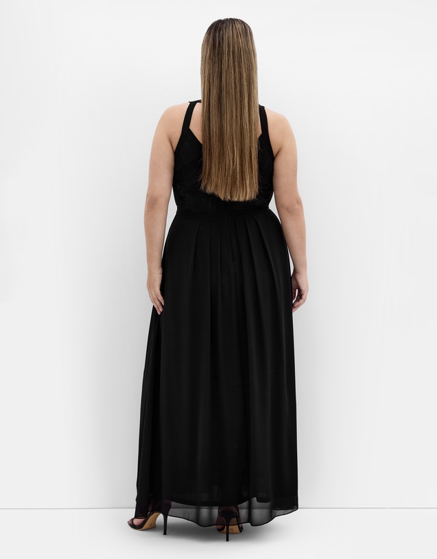 City Chic - Plus size Lace Panelled Bodice Maxi Dress - black