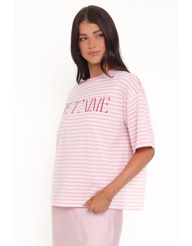 Petal & Pup - Marly Je T'Aime Tee - Pink Stripe