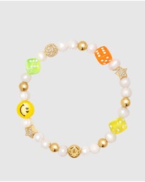 Nialaya Jewellery - Men's Pair of Dice Pearl Bracelet