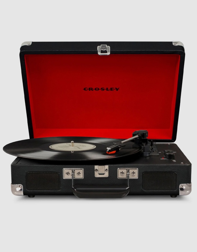Crosley - Crosley Cruiser Bluetooth Portable Turntable - Black + Gadhouse Vinyl Rack Bundle - Black