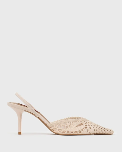 Betts - Oasis Crochet Pointed Toe Heels