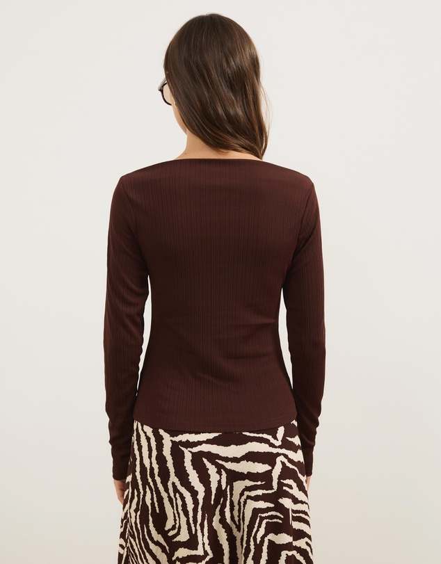 Atmos&Here - Marnie Plisse Jersey Long Sleeve Mock Neck Top
