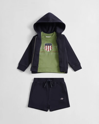 Gant - Shield Full Zip Hoodie, T-Shirt and Sweatshort Set