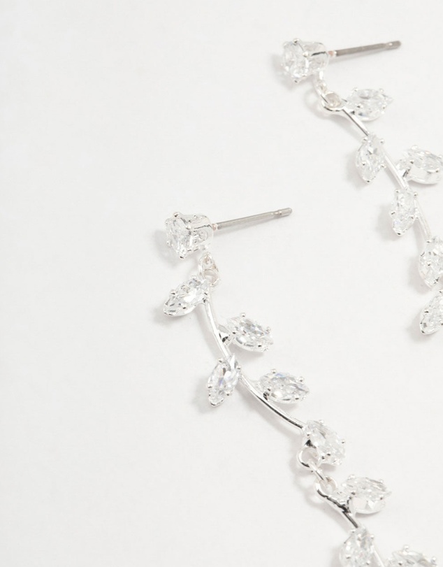 Lovisa - Cubic Zirconia Leaf Drop Earrings