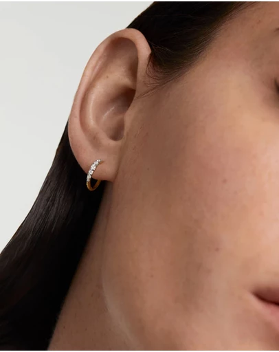 PDPAOLA - Diamonds and Gold Estella Mini Hoop Earrings