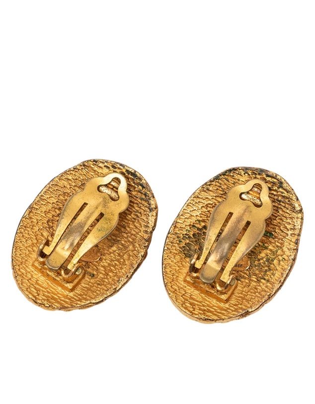 Pre-Loved by Azura Reborn - Pre-Loved CC Gold Plated Woven Oval Clip on Earrings