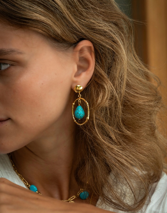 Ottoman Hands - Sloane Turquoise Drop Stud Earrings