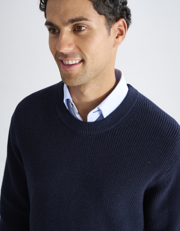 3 Wise Men - 3 Wise Men Drake Crew Neck Wool Blend Knit - Deep Navy