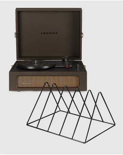 Crosley - Crosley Voyager Bluetooth Portable Turntable - Cocoa + Gadhouse Vinyl Rack Bundle - Black