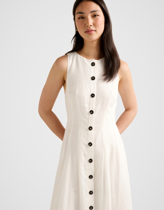 Forever New - Pia Button Front Linen Midi Dress