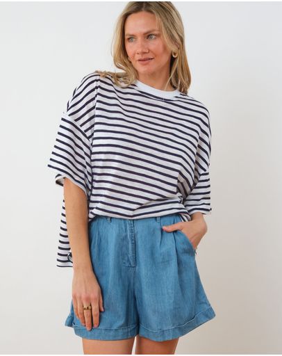 Navy and White Stripe