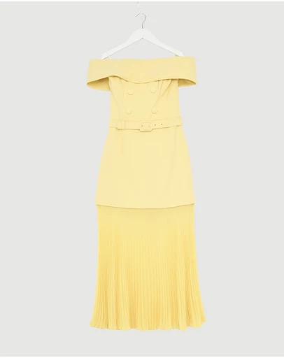Revibe - Repaired Rebecca Vallance Muriel Off the Shoulder Midi Dress - AU 6