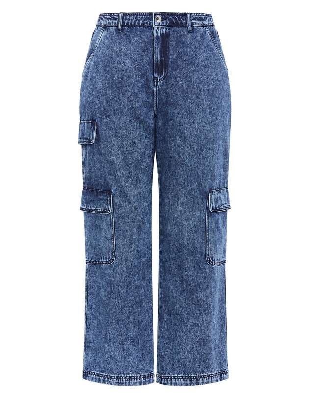 City Chic - Plus size Harley Fit Cargo Detail Jean - mid wash