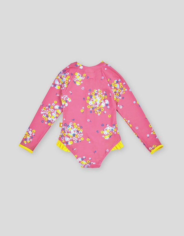 Goldie + Ace - Floral LS Frill Swimsuit - Babies-Kids