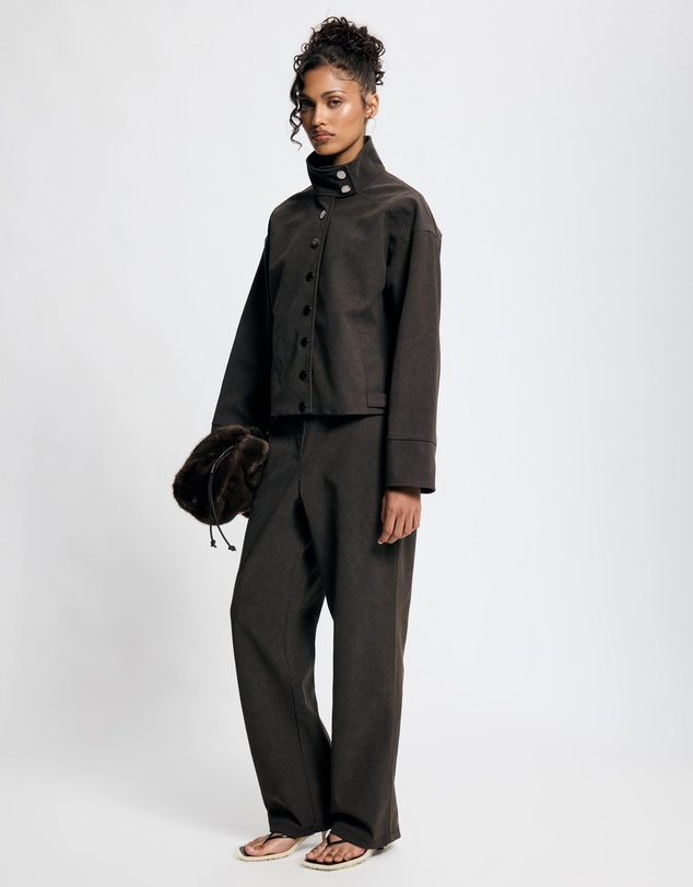 Lover - Lucinda Suede Look Funnel Neck Jacket
