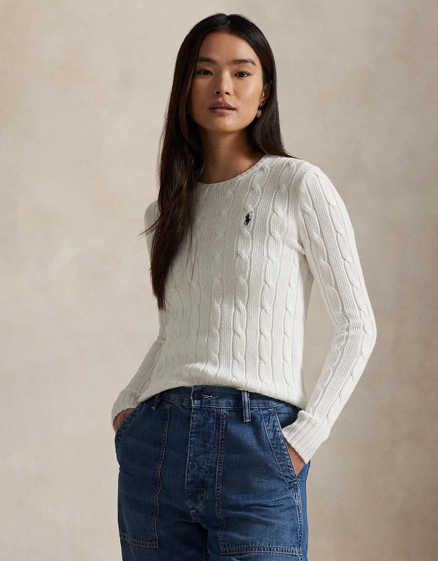 Polo Ralph Lauren - Julianna Cable Knit Cotton Crewneck Sweater