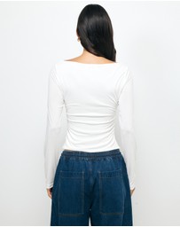 AERE - Cupro Boat Neck Top