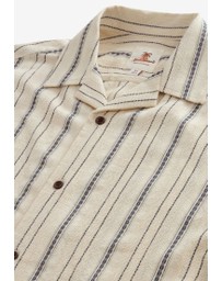 NEXT - Textured Stripe Short Sleeve Shirt With Cuban Collar