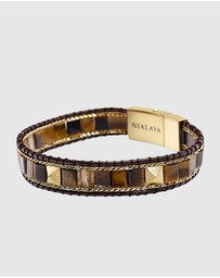 Nialaya Jewellery - Brown Tiger Eye Stud Bracelet