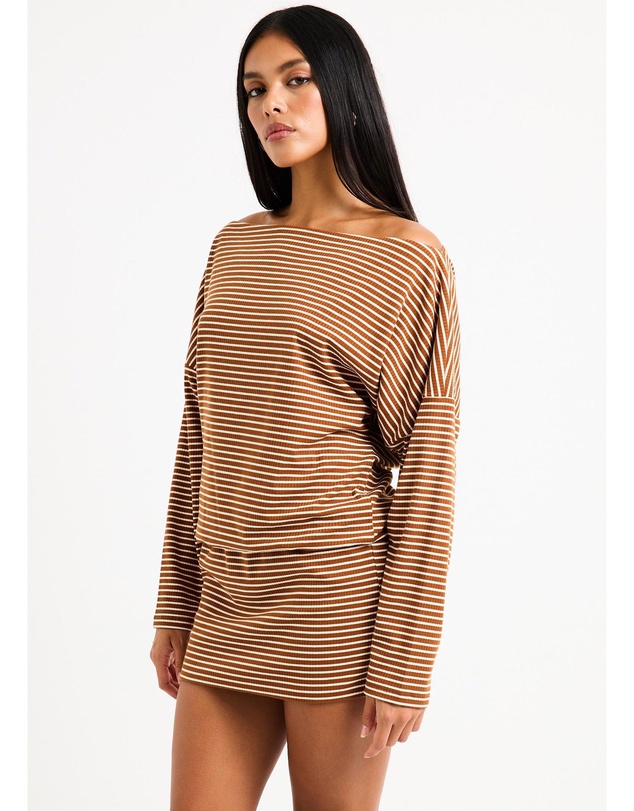 Insight - Dara Stripe Off Shoulder Mini Dress