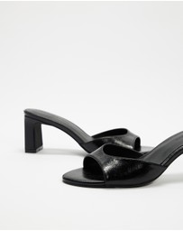Atmos&Here - Hazel Crinkle Leather Peep Toe Heels
