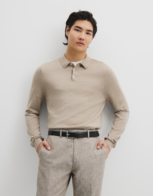 Country Road - Australian Merino Long Sleeve Am Button Polo Knit