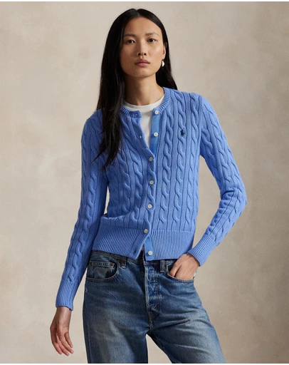 Polo Ralph Lauren - Cable-Knit Cotton Crewneck Cardigan - ICONIC EXCLUSIVE