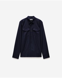 Calibre - Slim Wool Flannel Shirt Navy