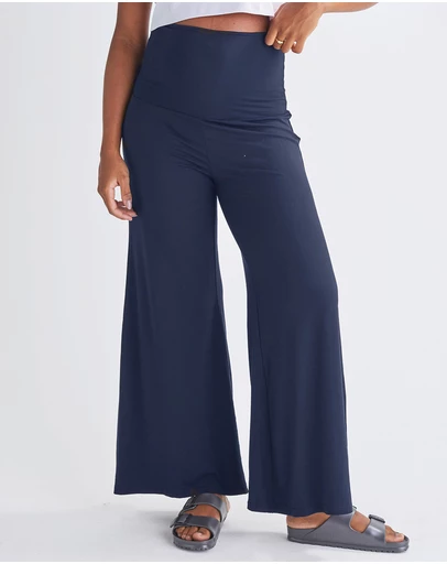 Angel Maternity - Debra Wide Leg Maternity Bamboo Pants in Navy
