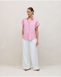 Trenery - Delave Linen Cap Sleeve Shirt in Soft Lilac