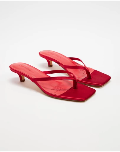 Atmos&Here - Oceane Satin Kitten Heel Sandals