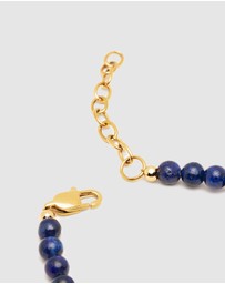 Nialaya Jewellery - Beaded Necklace with Blue Lapis, Turquoise, and Gold