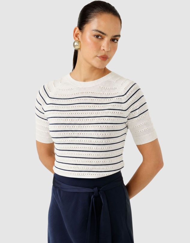 SACHA DRAKE - Eyelet Stripe Knit Top