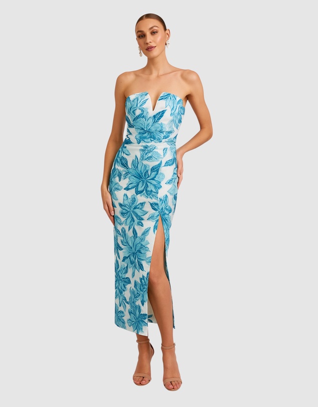 Romance by Honey and Beau - Seanna Bandeau V Neck Midi Dress
