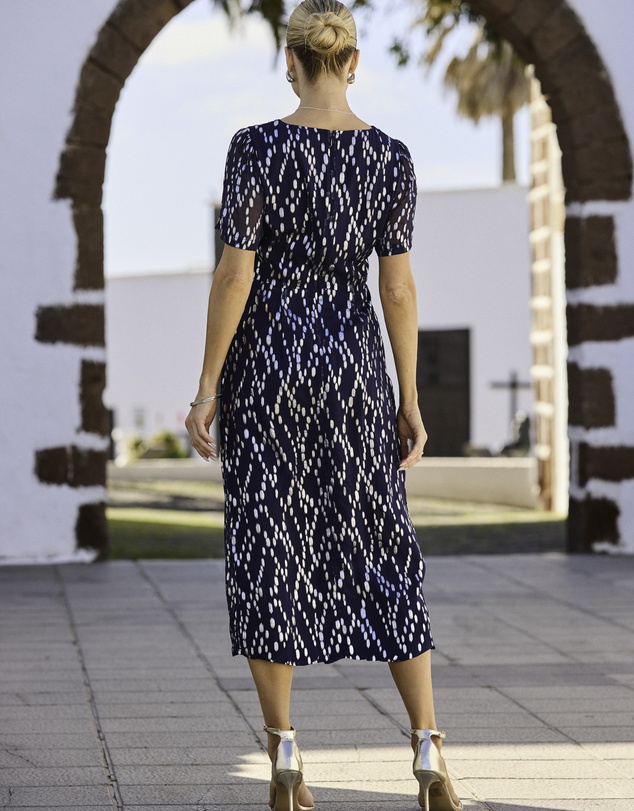 Sosandar - Fleck Print Twist Front Dress