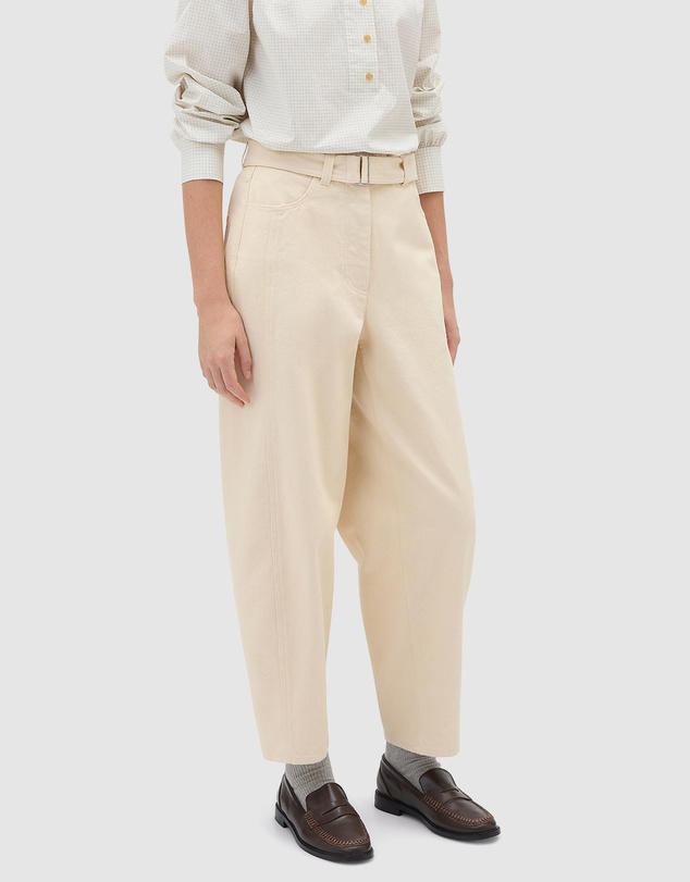Oroton - Washed Twill Barrel Leg Pants